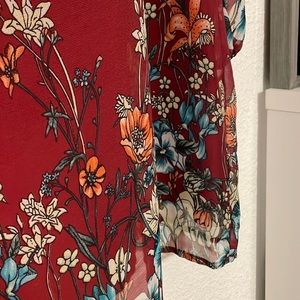 Maroon dress. Comfortable, pretty and flattering!